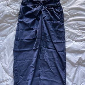 Fate Midi Midnight Blue Satin Skirt